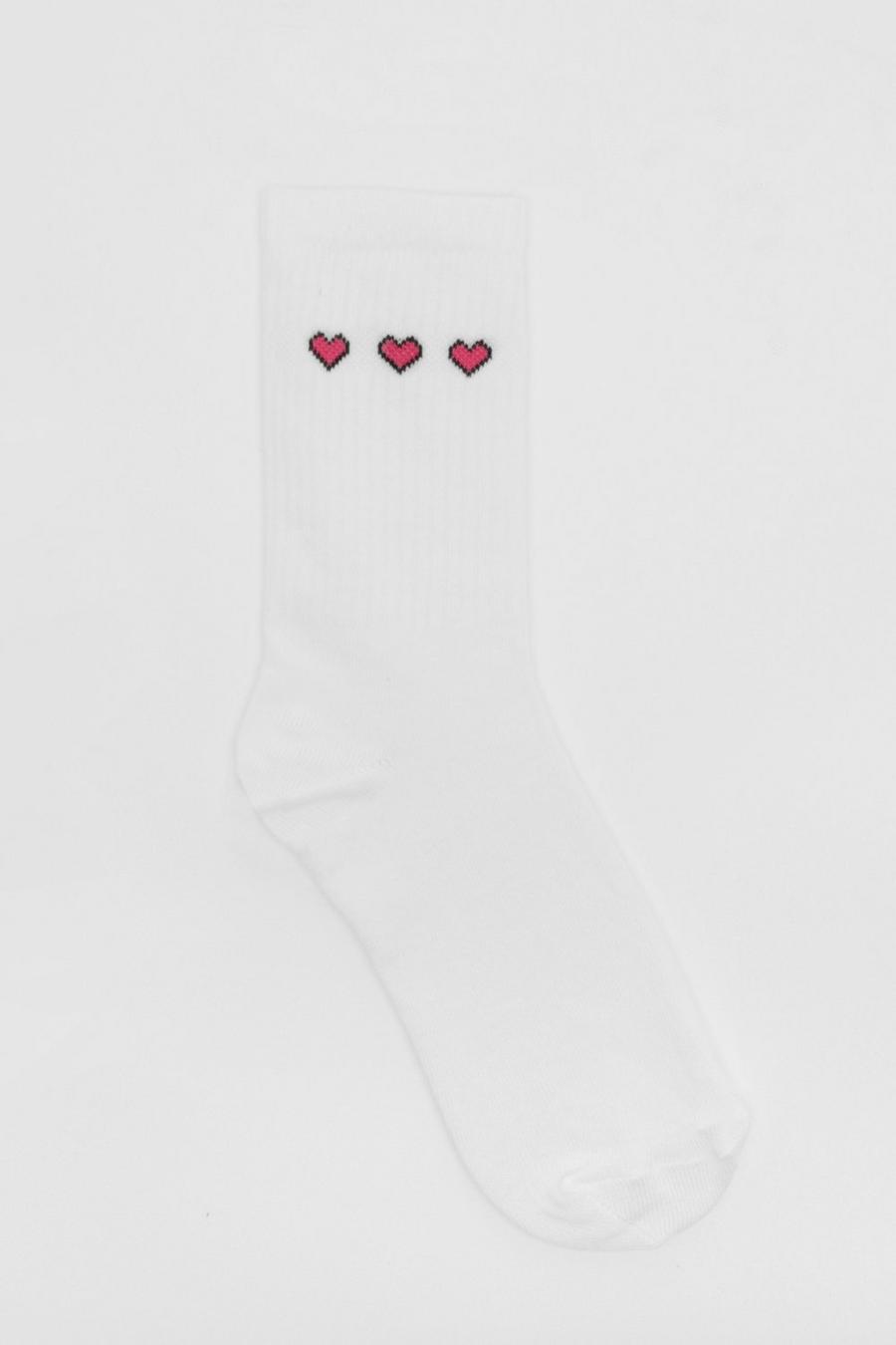 White Single Heart Sock image number 1