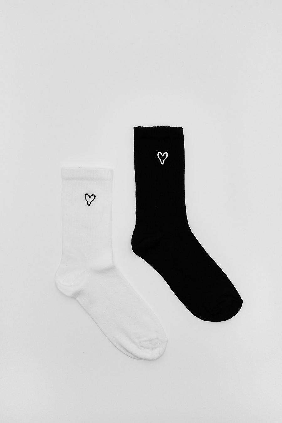 Lot de 2 paires de chaussettes à imprimé cœur, Multi image number 1