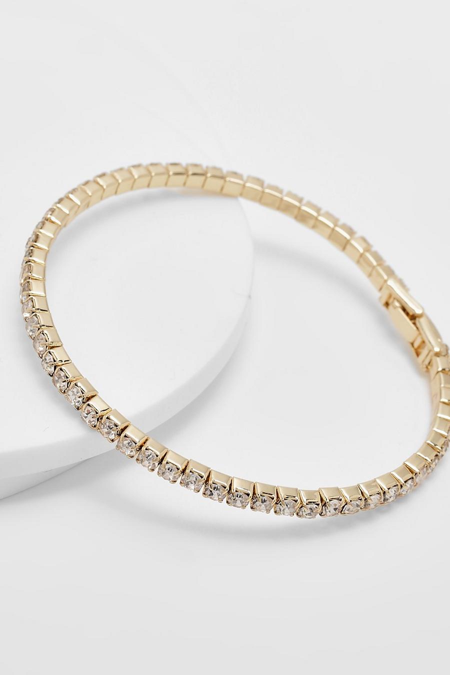 Gold metallic Crystal Tennis Bracelet