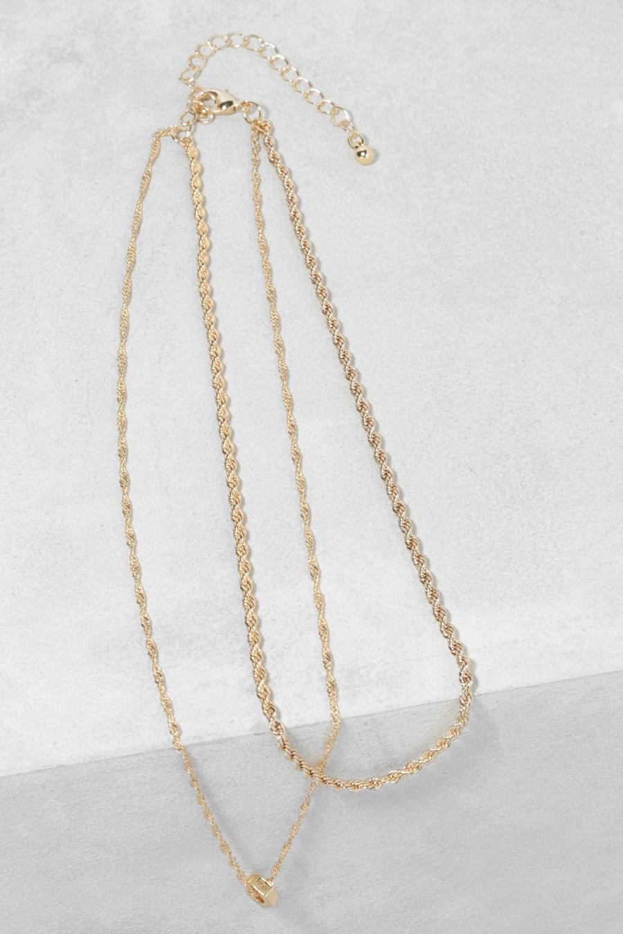 Doppellagige Halskette mit Twist-Anhänger, Gold image number 1