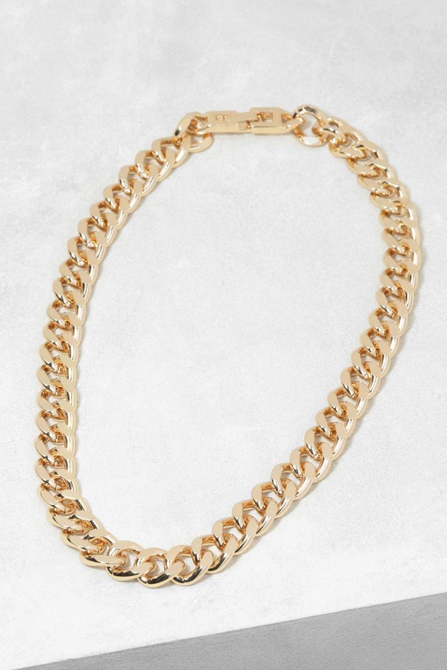 Gold métallique Chunky Link Over Chain Necklace