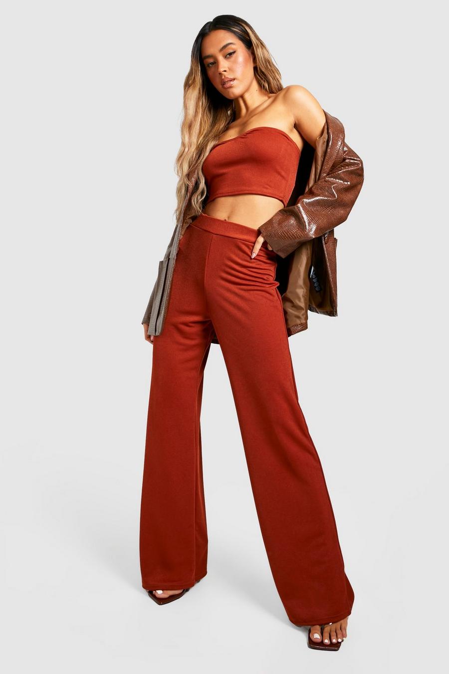 Rust Wide Leg Trousers image number 1