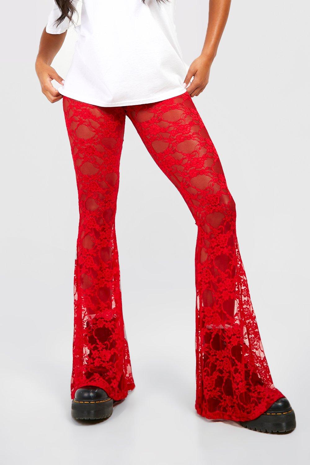 Red flared hot sale pants