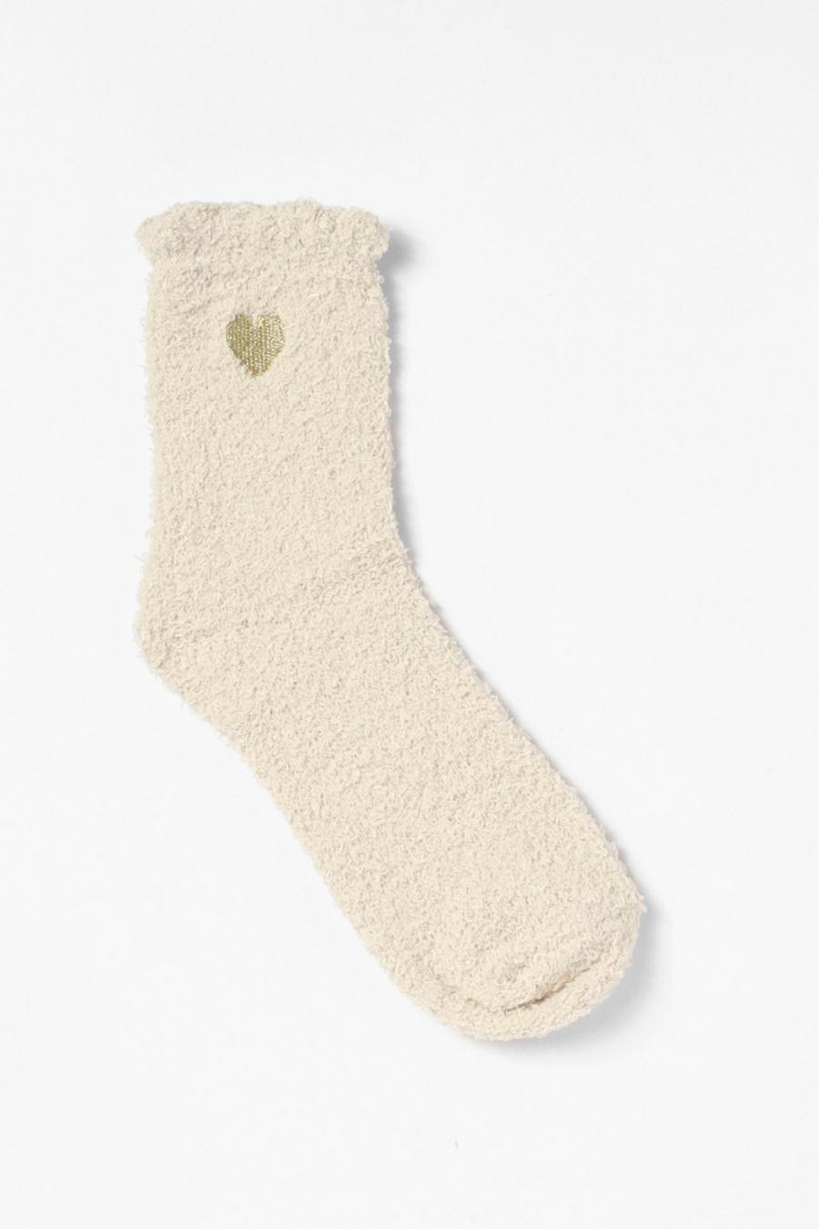 Tan Fluffy Trim Socks  image number 1