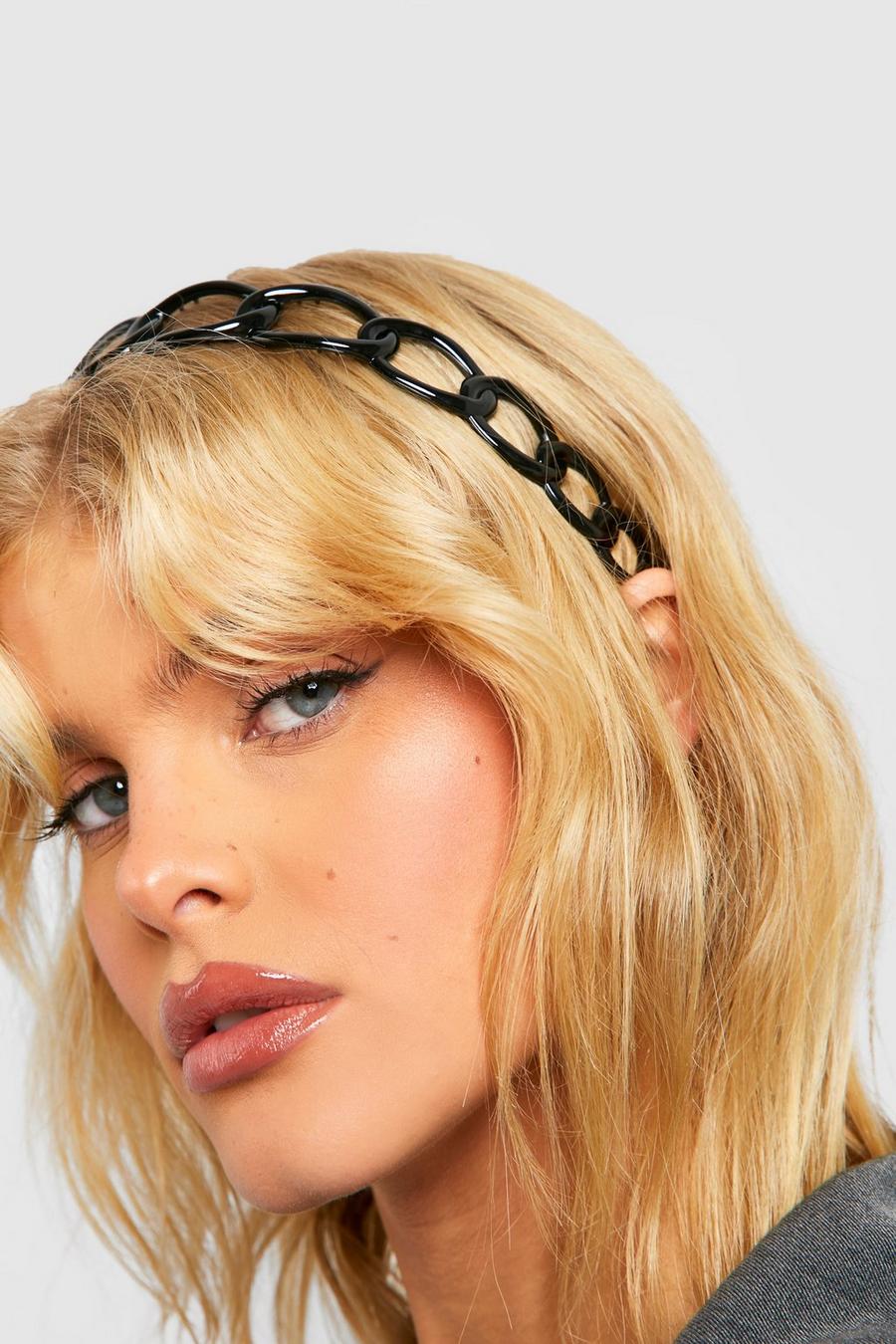 Black Resin Chain Link 90s Headband image number 1