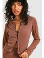Chocolate Ribbed Zip Front Top 