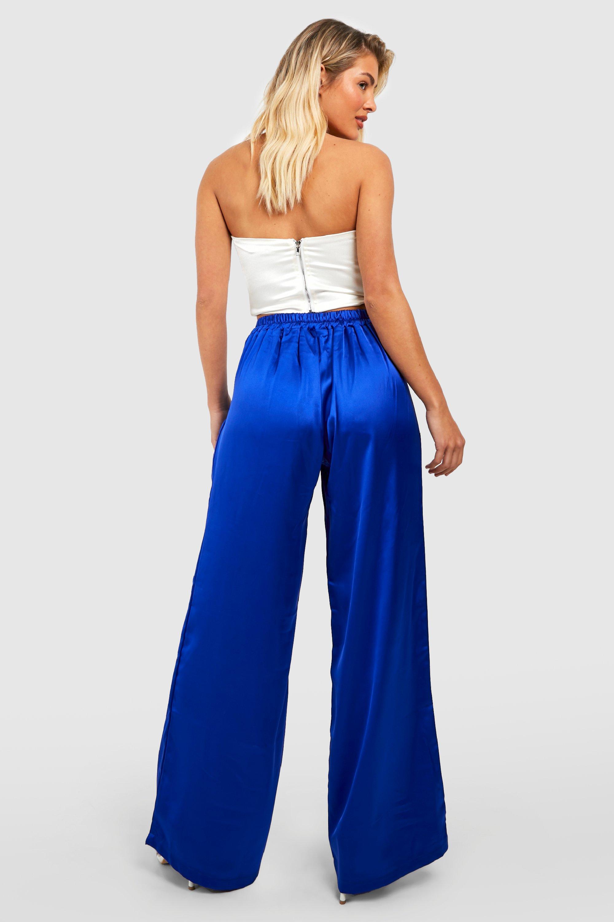  XIALON Women's Dress Solid Zip Up Straight Leg Pants (Color : Royal  Blue, Size : Large) : Clothing, Shoes & Jewelry
