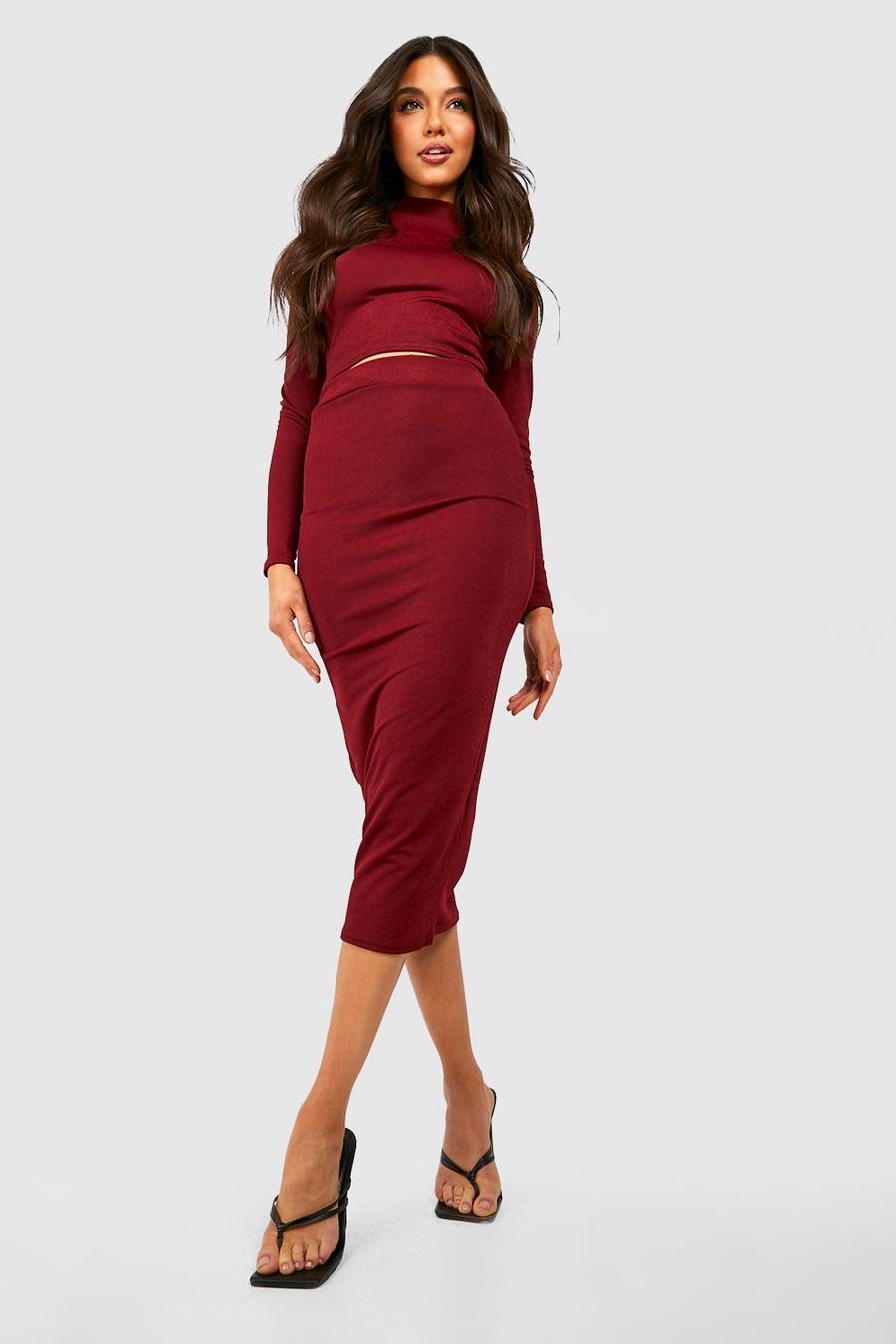 Berry red Bodycon Midaxi Skirt