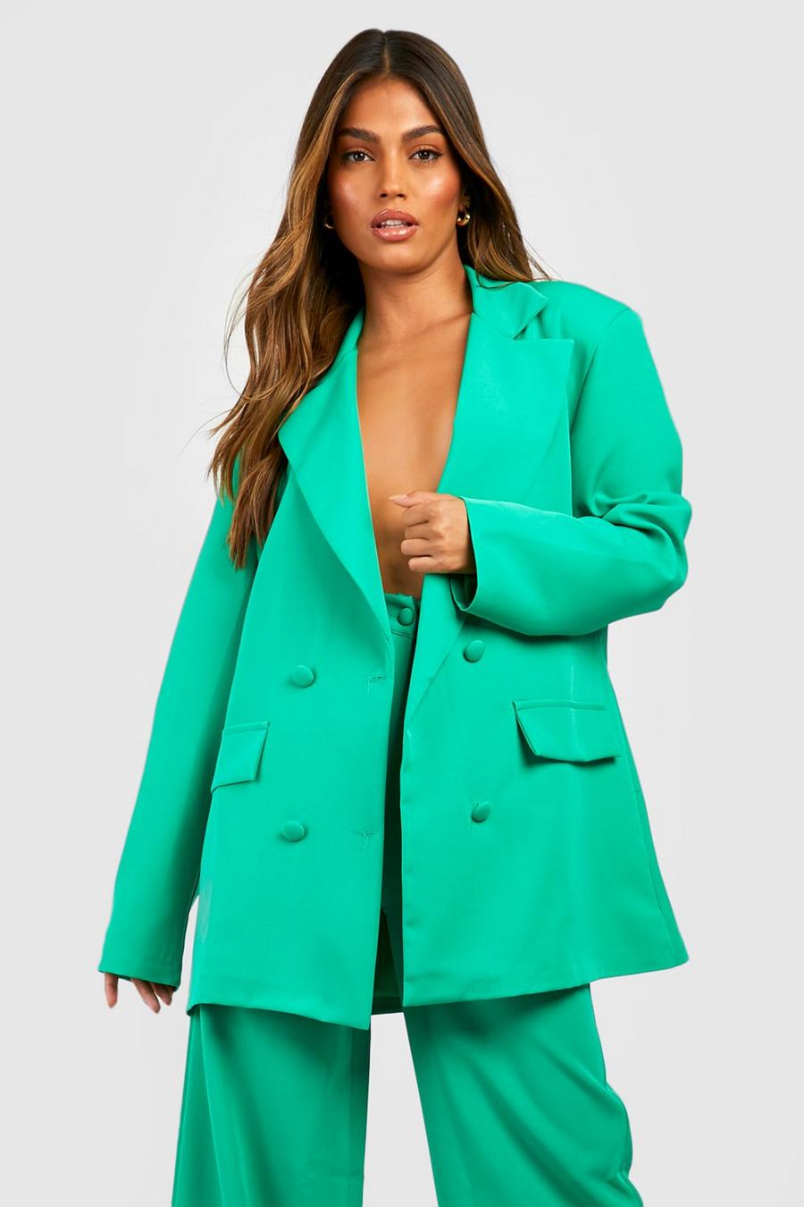 Bright green vert Double Breasted Tailored Blazer