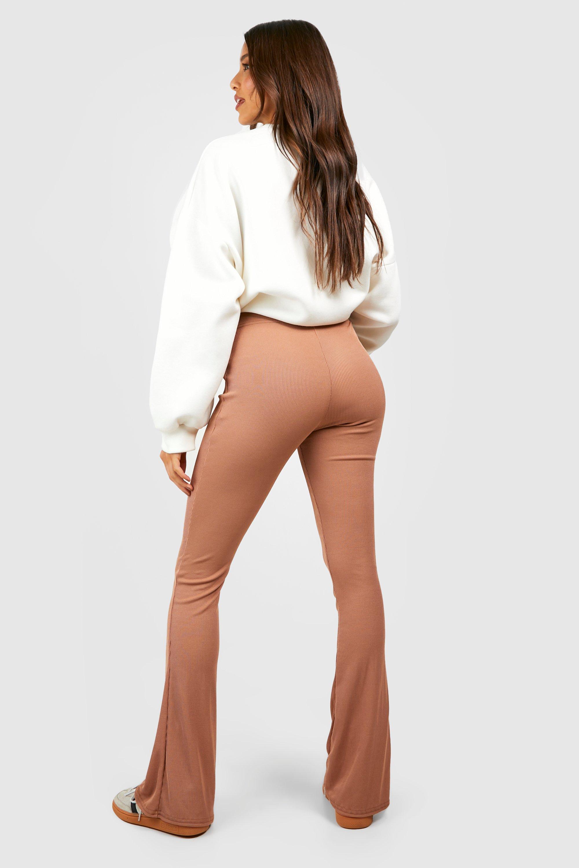 Basic Ribbed High Waisted Flare Pants