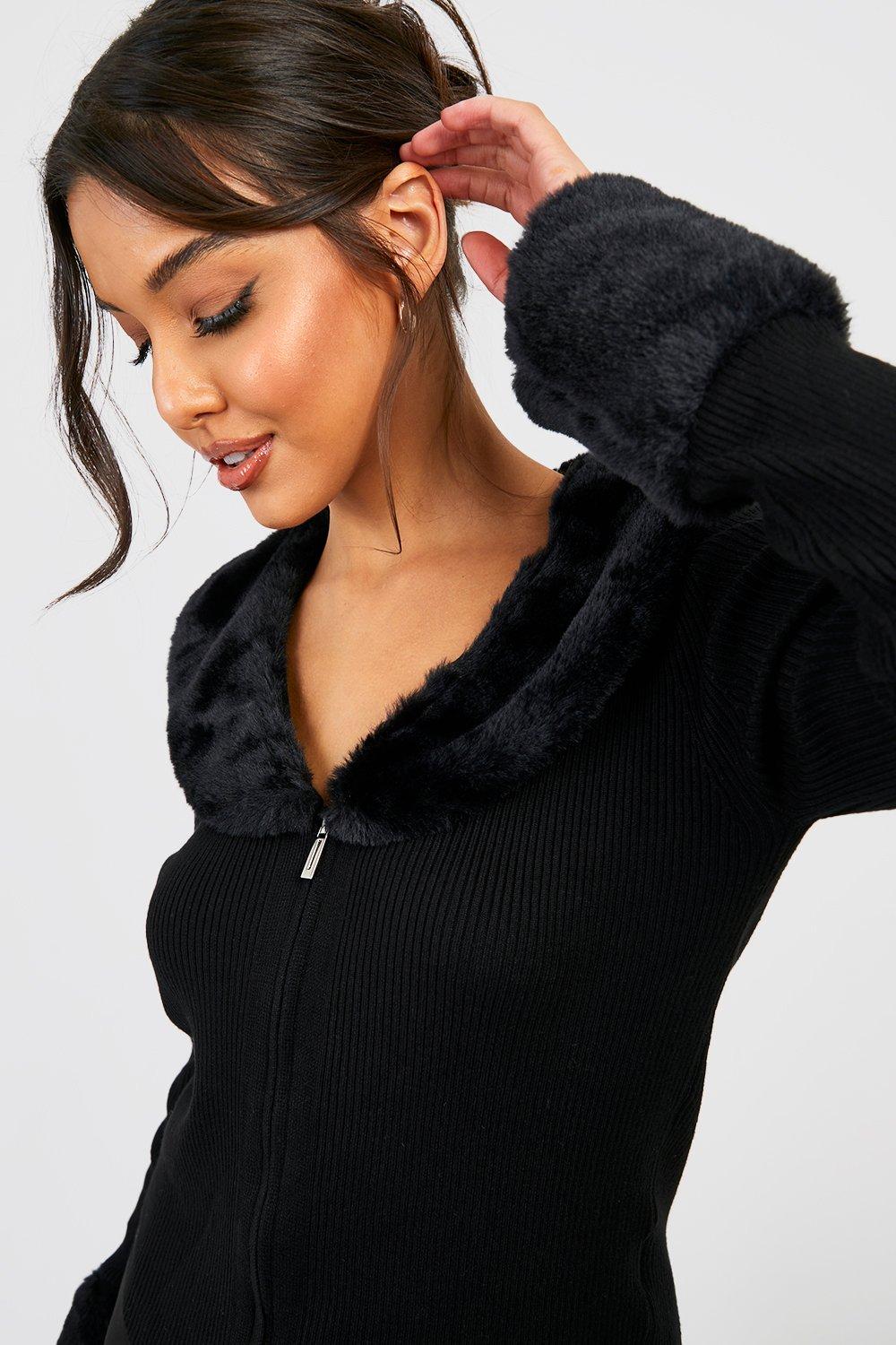 Black fur outlet cardigan