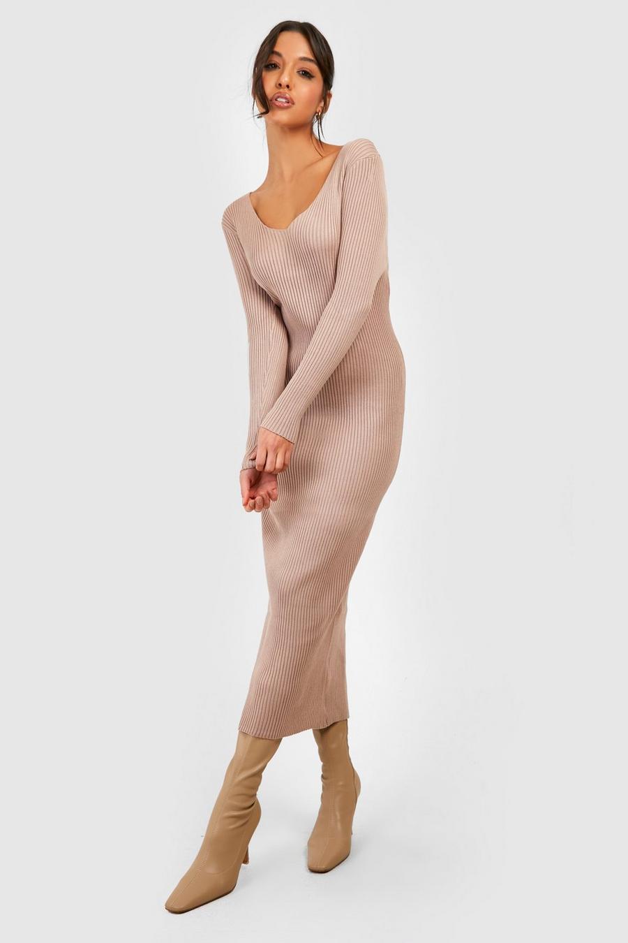 Camel Rib Knitted Midaxi Dress image number 1