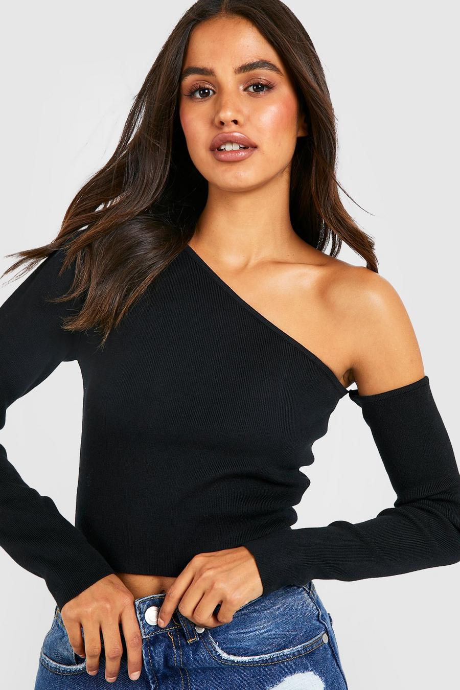 One Shoulder Knitted Top | boohoo