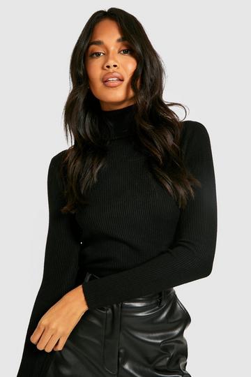 Black Basic Turtleneck Knitted Sweater