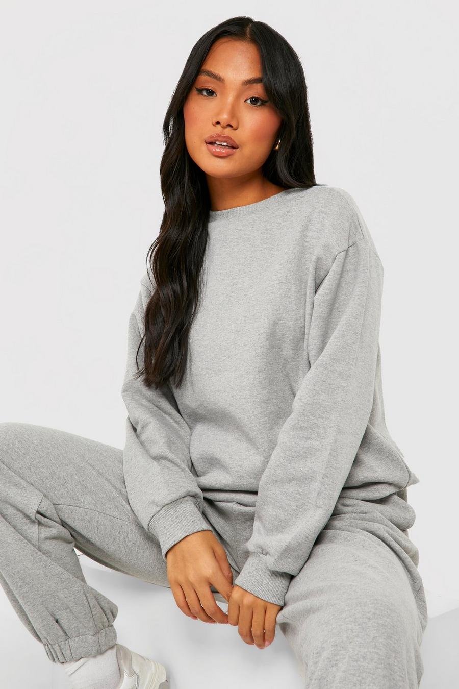 Grey marl Petite Mix And Match Basic Oversized Sweatshirt image number 1
