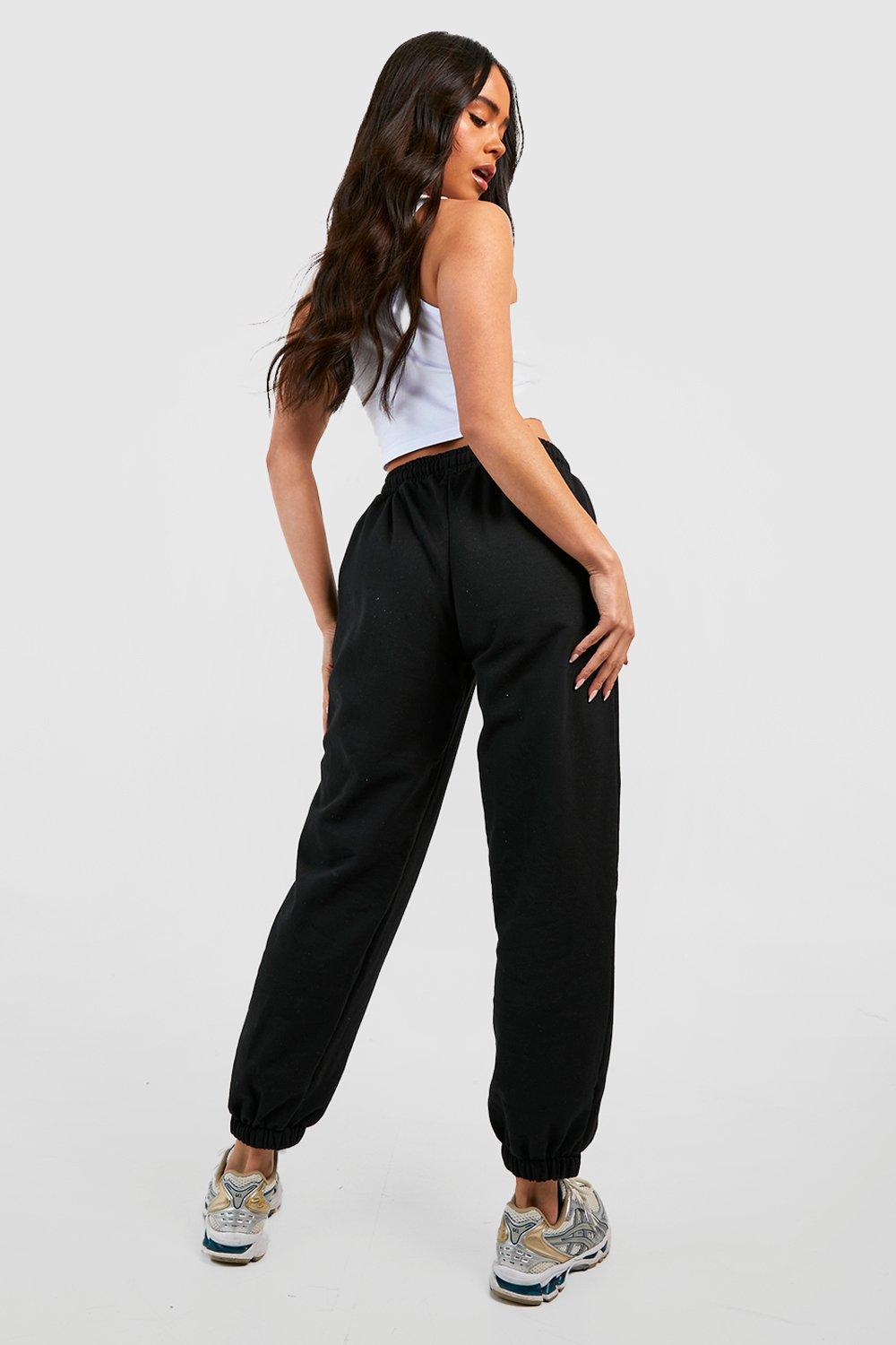 Women's Black Petite Mix And Match Basic Oversized Jogger