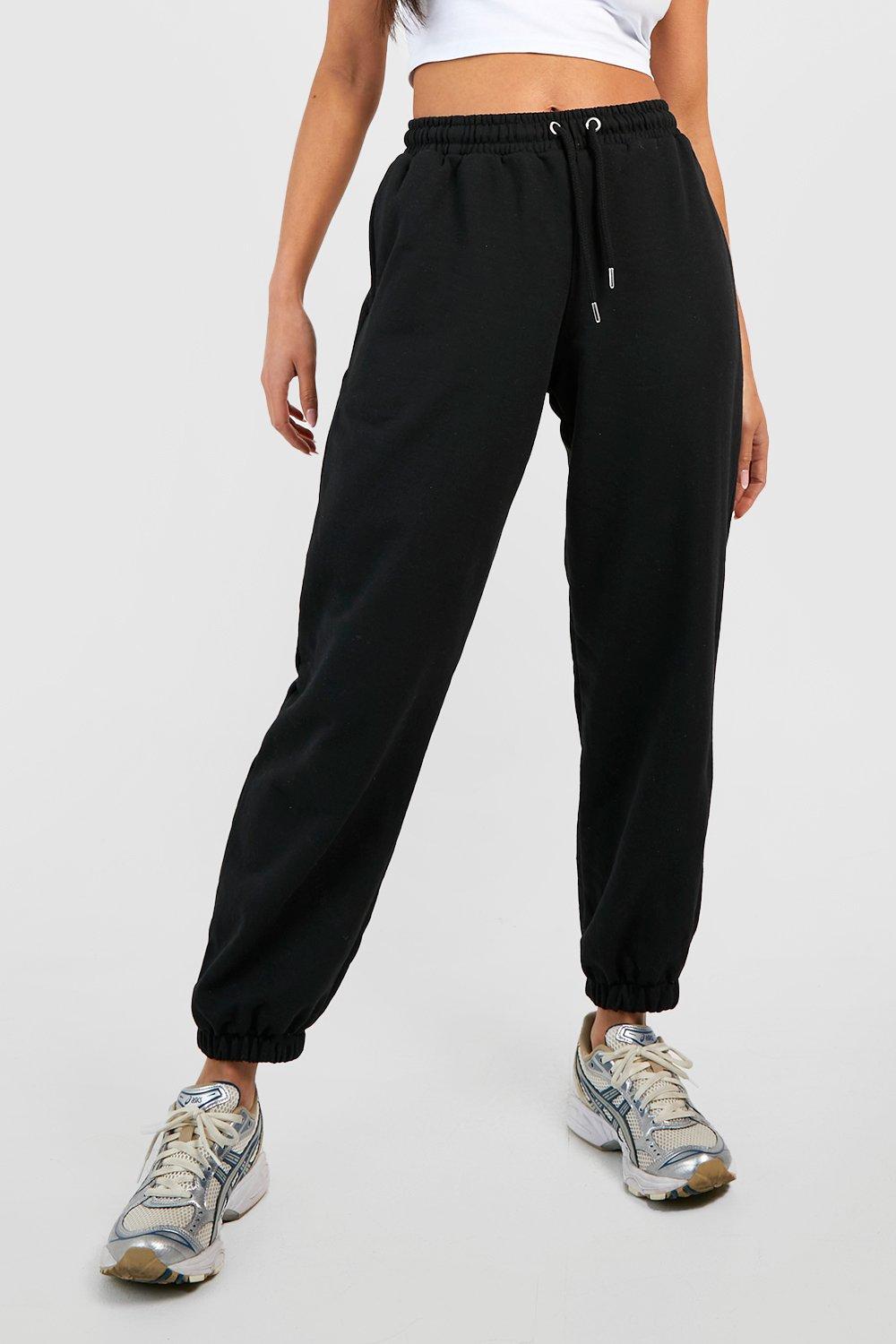 Women s Black Petite Mix And Match Basic Oversized Jogger Boohoo UK