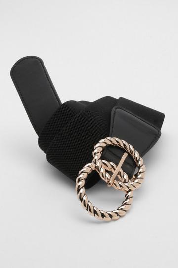 Black Plus Rope Gold Buckle Belt