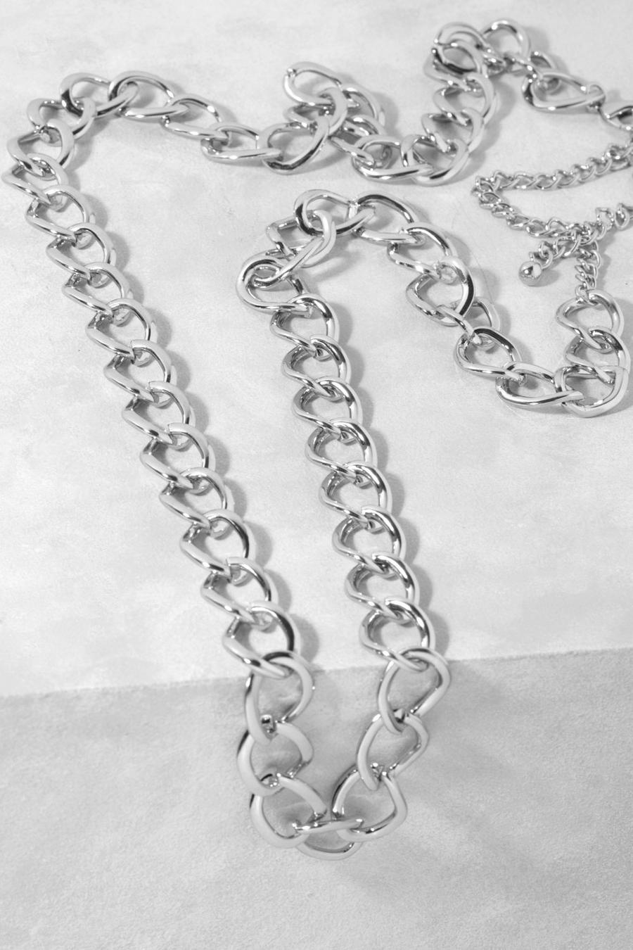 Silver argent Plus Chain Waist Belt 