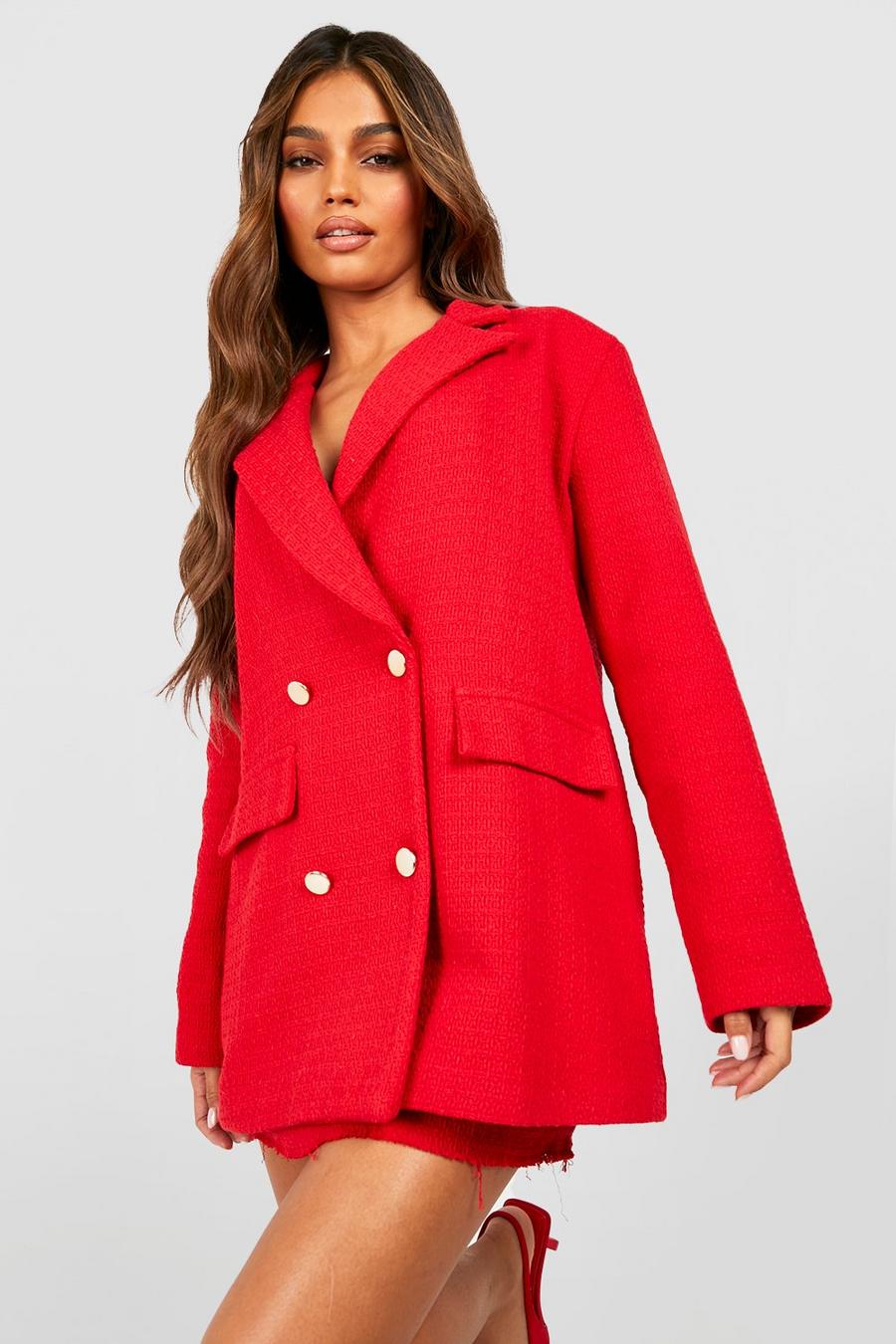 Red Premium Boucle Tailored Blazer image number 1