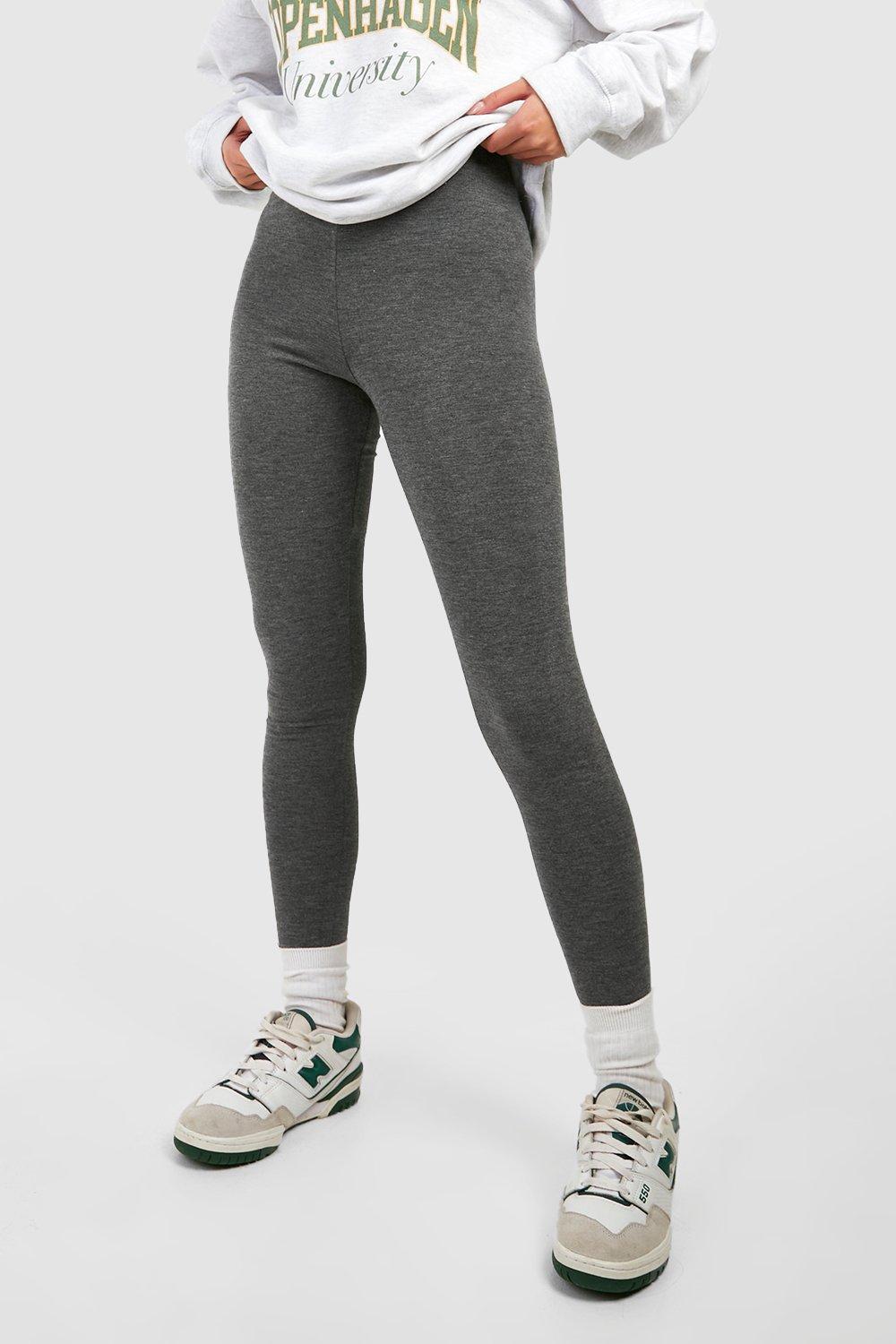 Charcoal Mid Rise Basic Leggings