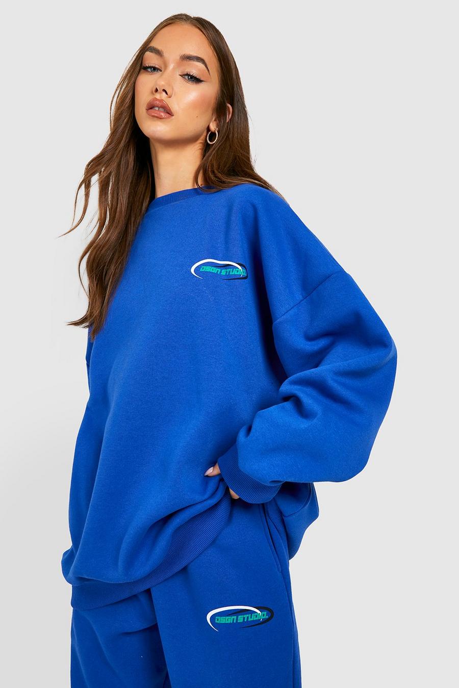 Cobalt blue Dsgn Studio Slogan Printed Sweater Tracksuit