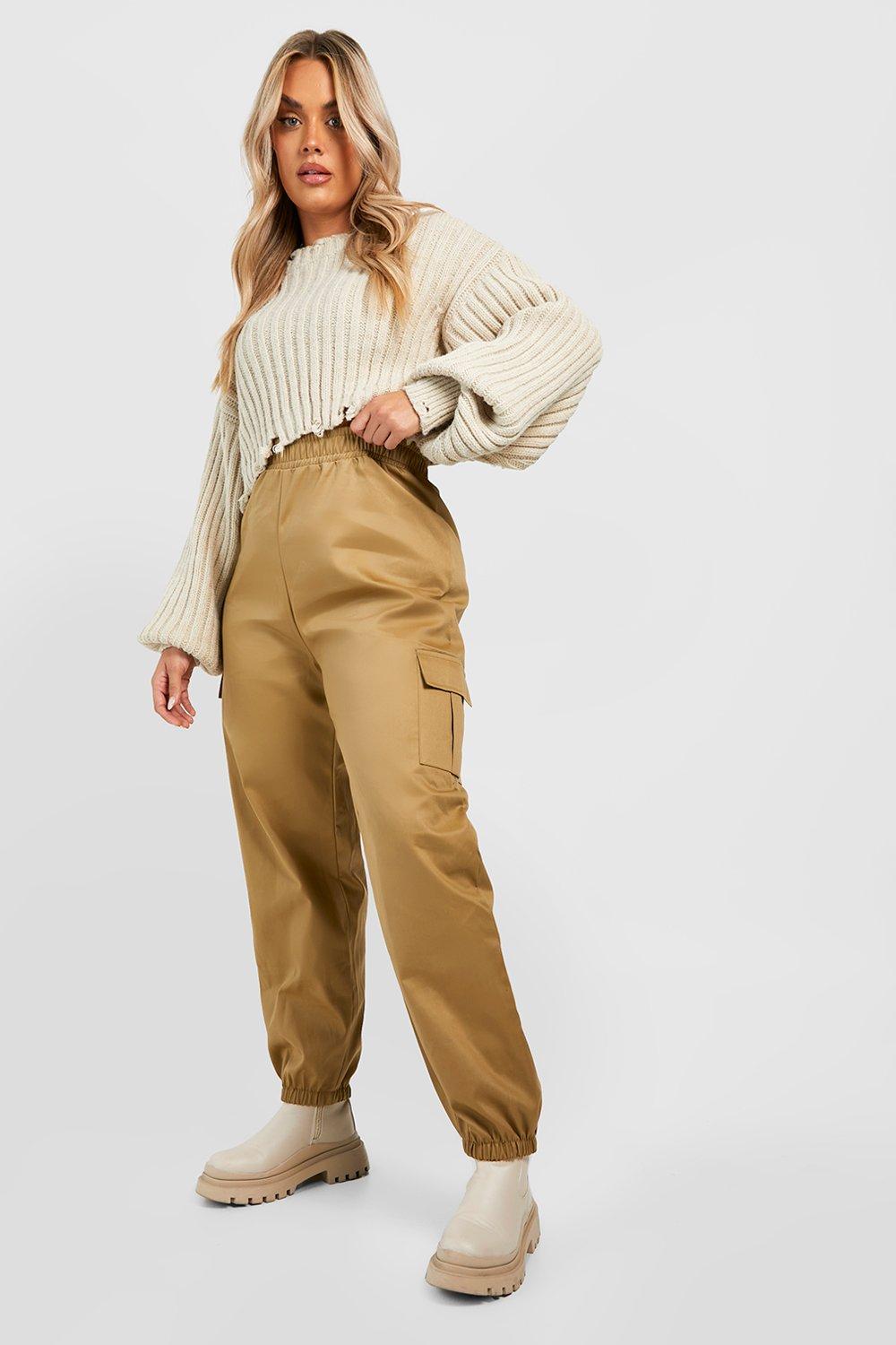 Plus High Waisted Cargo Pocket Joggers