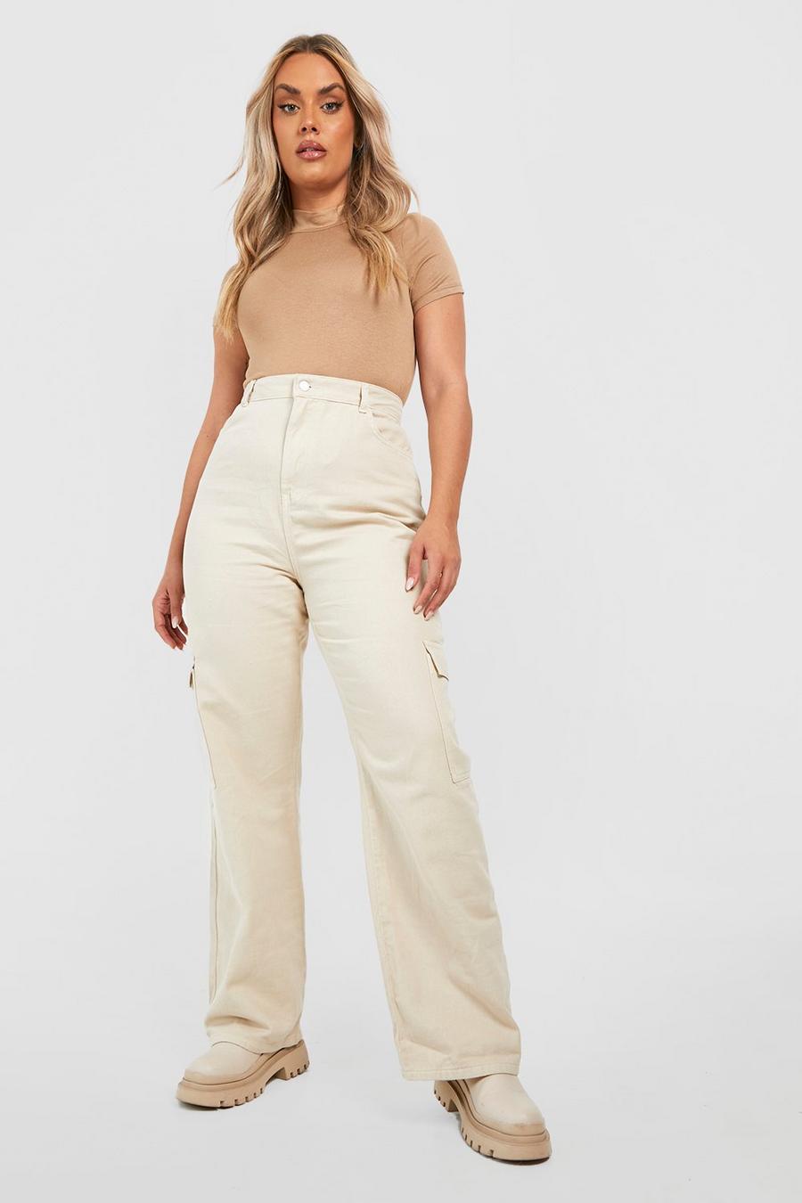 Stone Plus High Waist Loose Fit Cargo Trousers image number 1