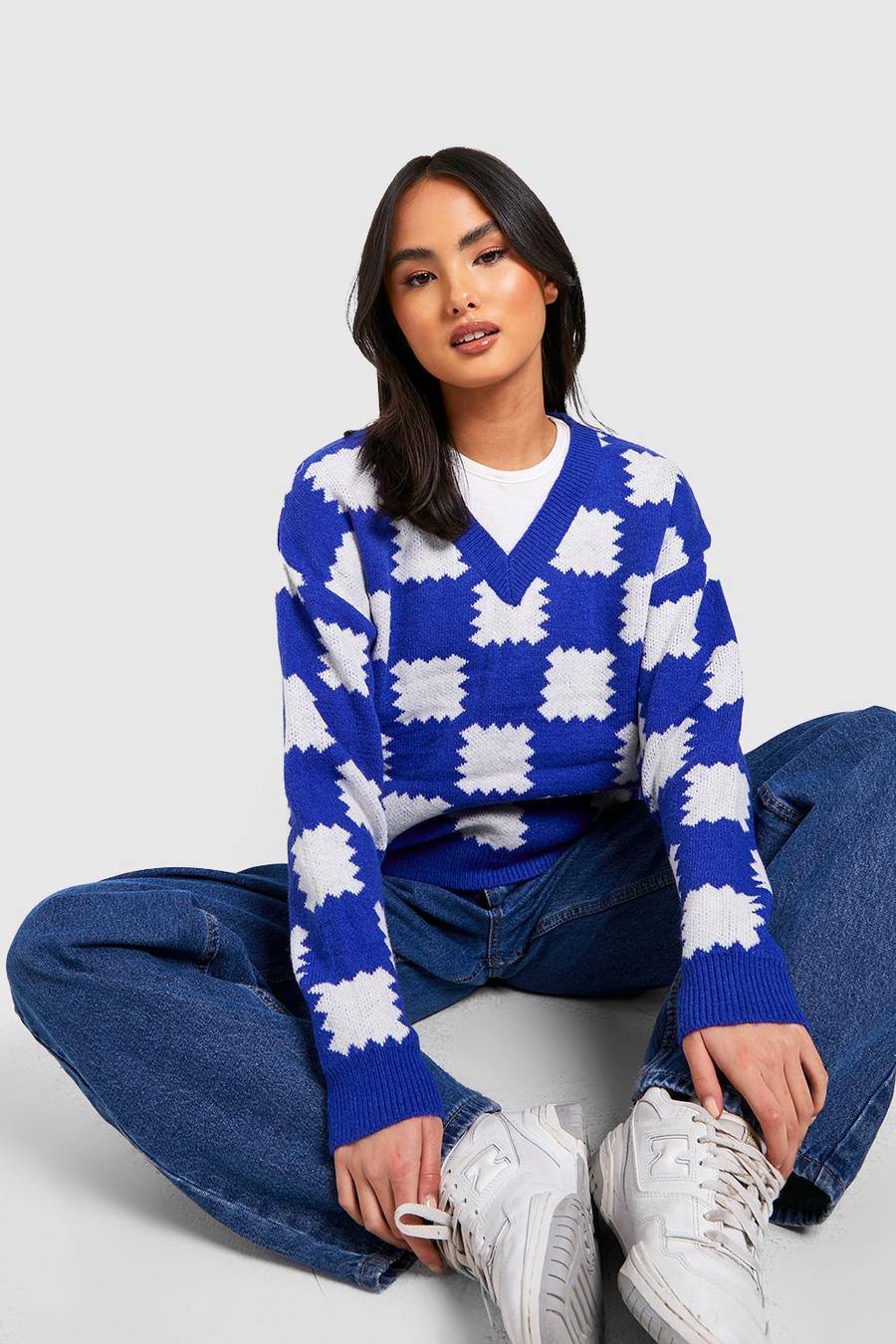 Cobalt blue Grid Flannel Sweater
