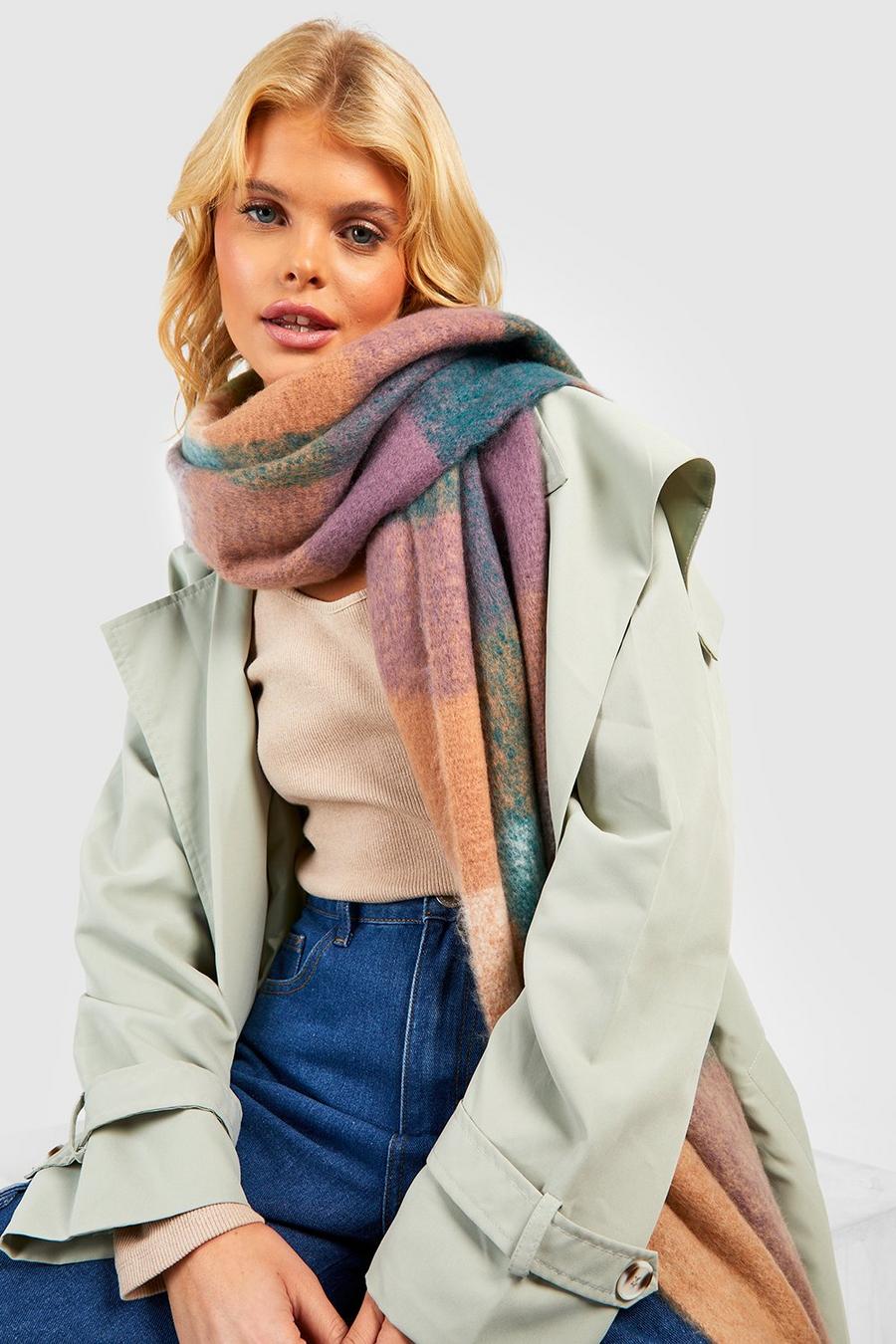 Mauve Oversized Check Scarf image number 1