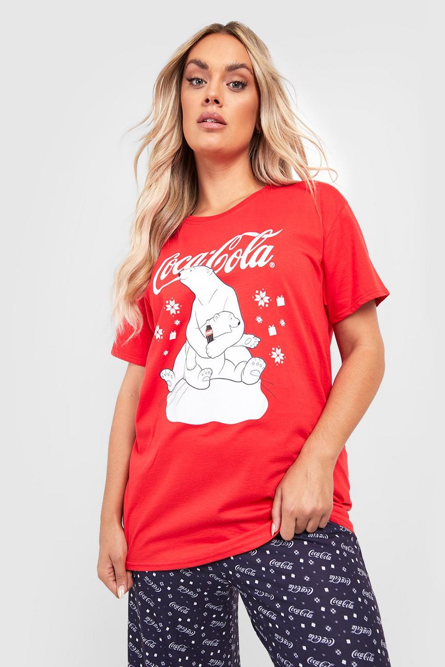 Grande taille - Pyjama de Noël à slogan Coca-Cola, Red image number 1