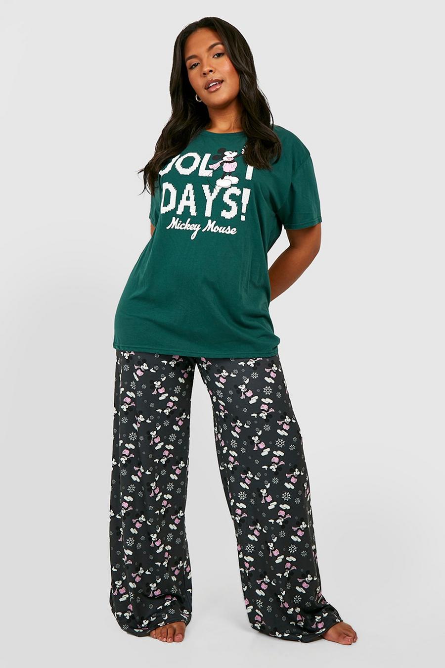 Green grön Plus Christmas Jolly Days Micky Mouse Trouser Pyjamas image number 1
