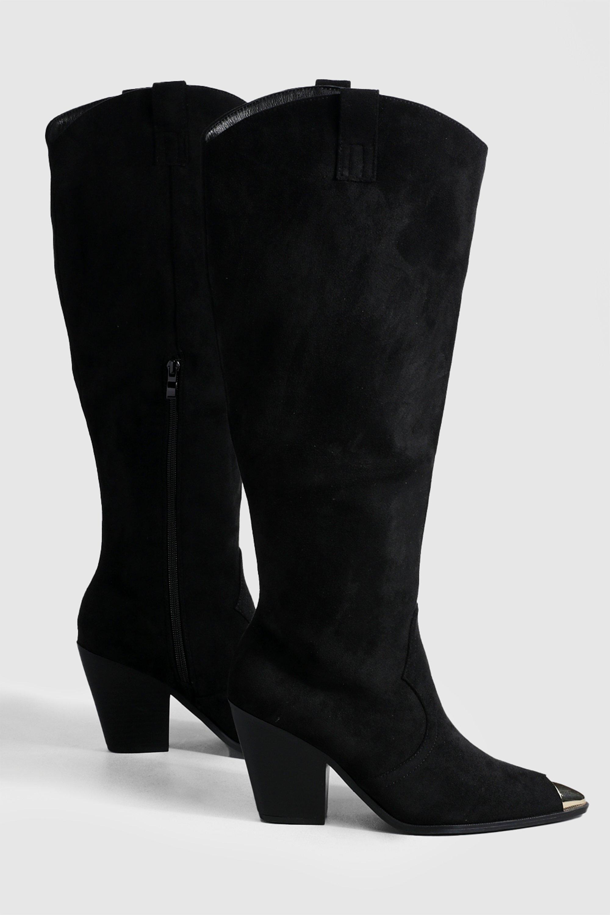 Knee high hotsell black cowboy boots