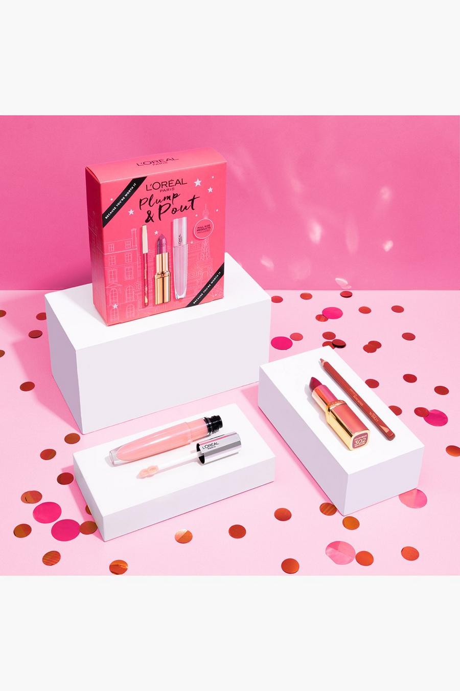 Pink L'Oréal Paris Plump and Pout Eye and Lip Trio Gift Set image number 1