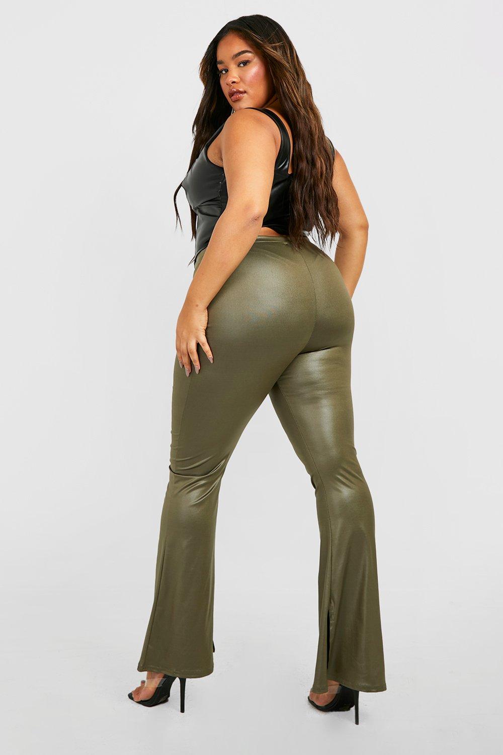 Grande taille Legging flare fendu en similicuir