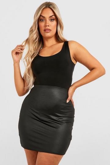 Black Plus Pu Mini Skirt