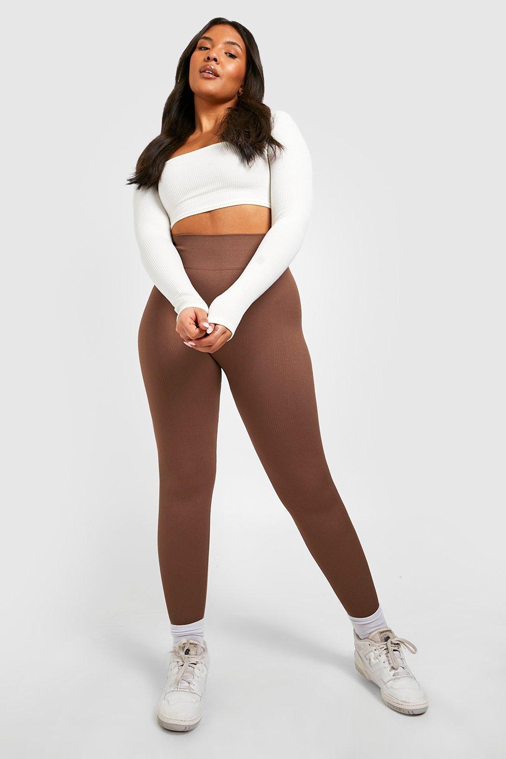 South Beach Plus seam detail contour leggings in brown