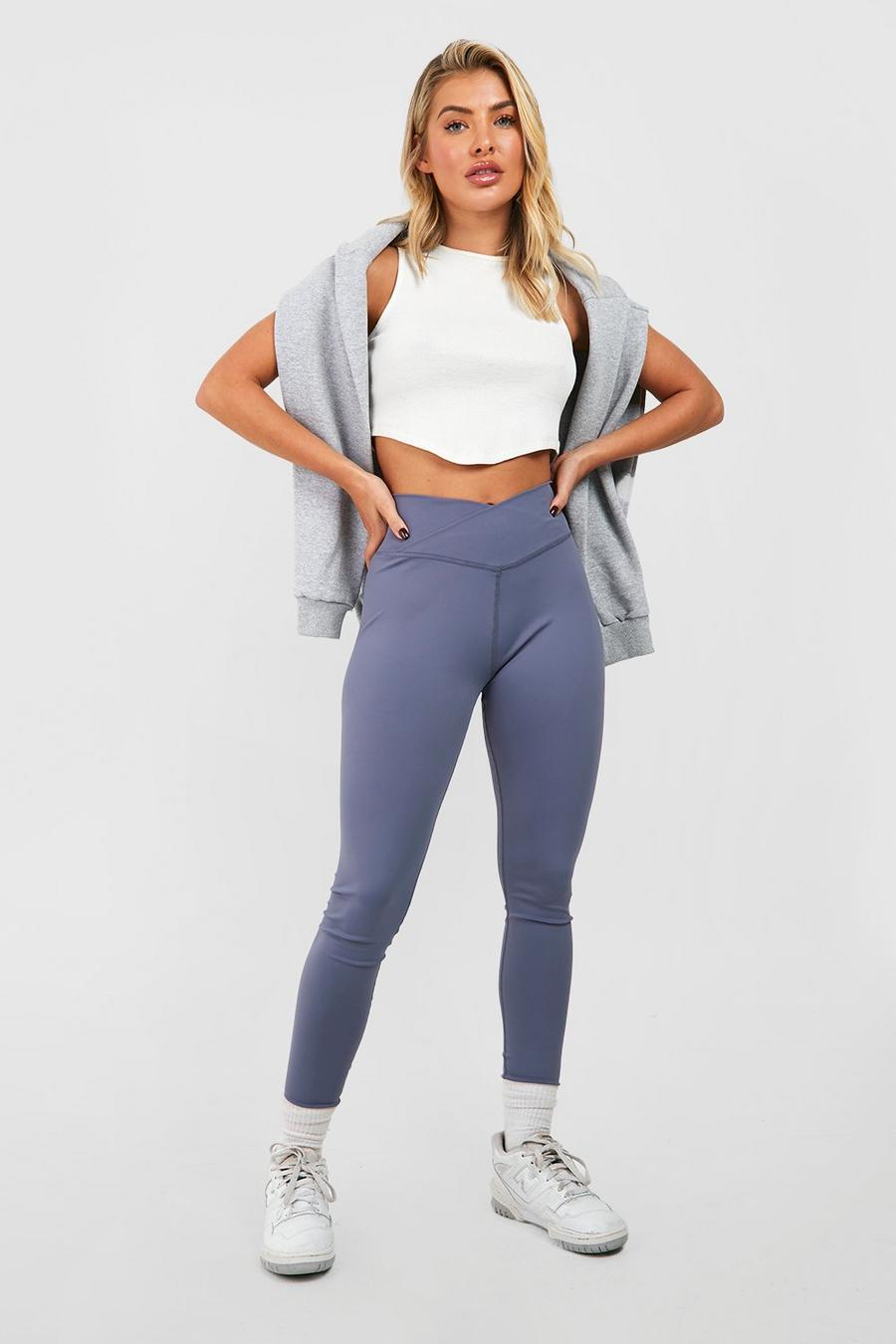 Charcoal grey Wrap Waist Band Active Leggings image number 1