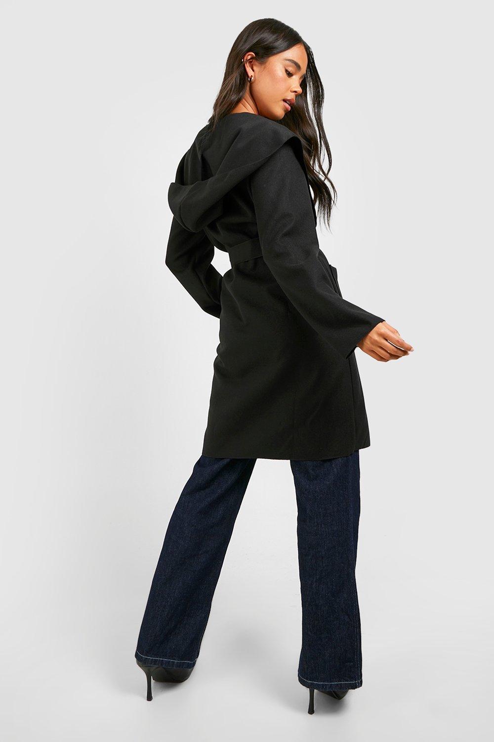 Petite wool coat store with hood