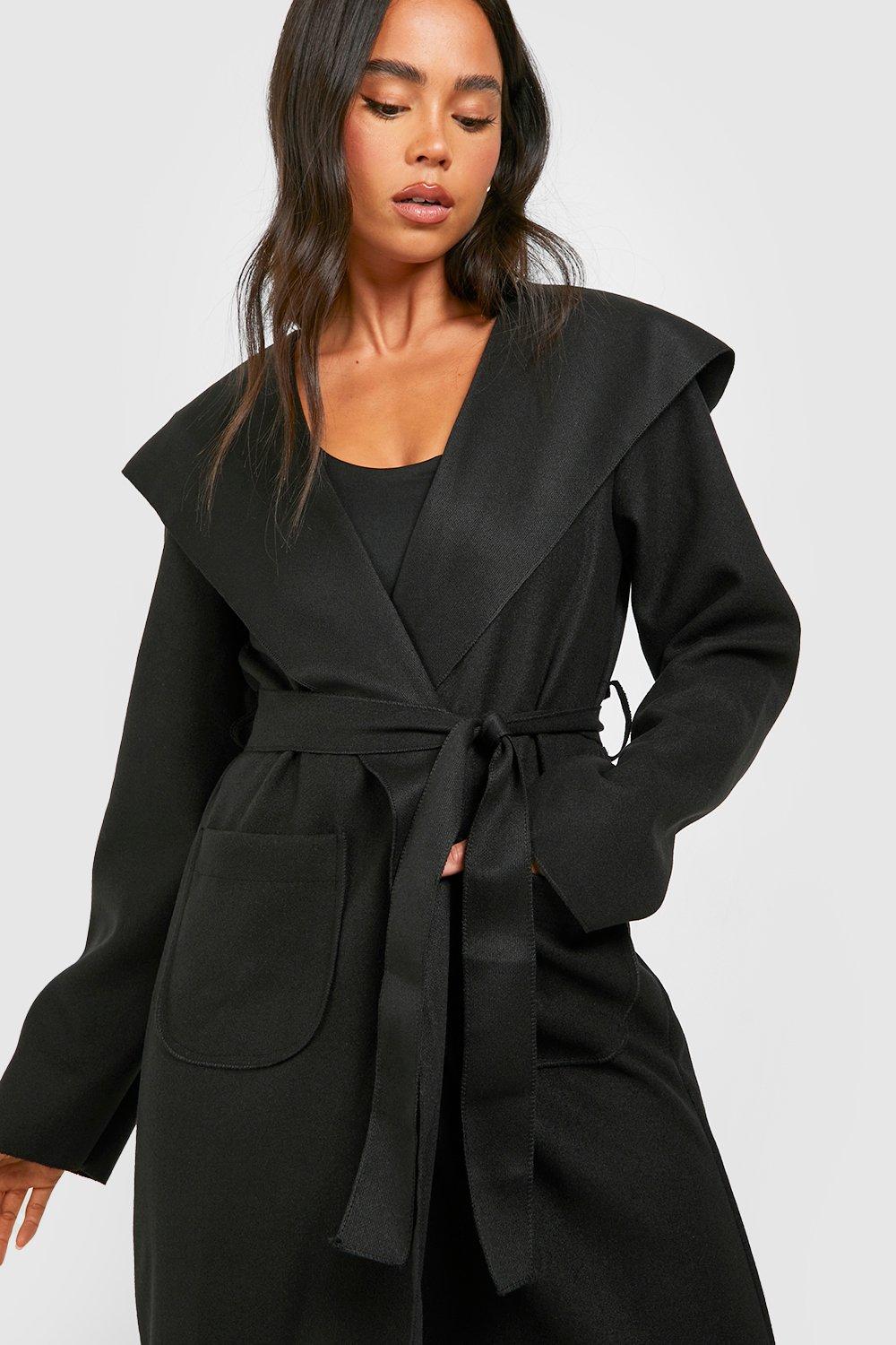 Hooded wool store wrap coat