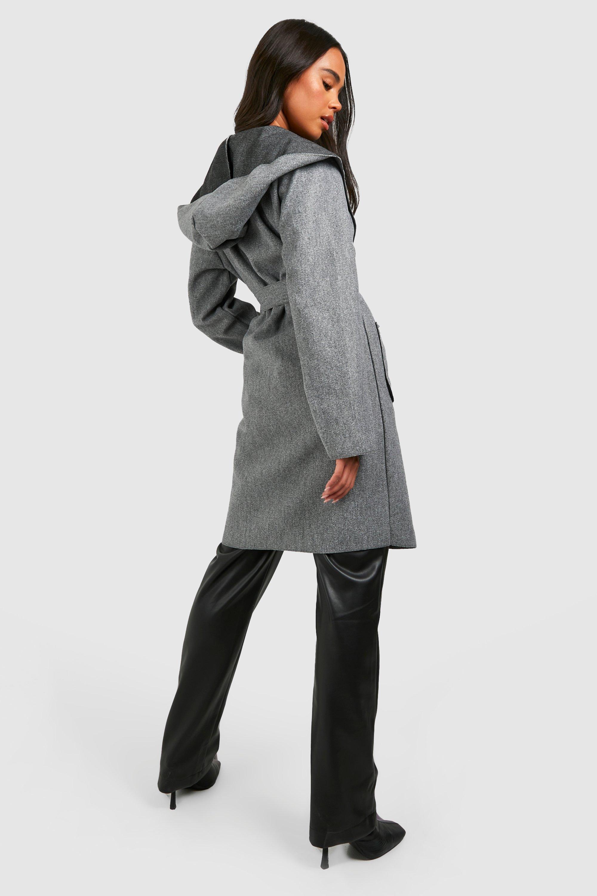 Petite hooded shop wool coat