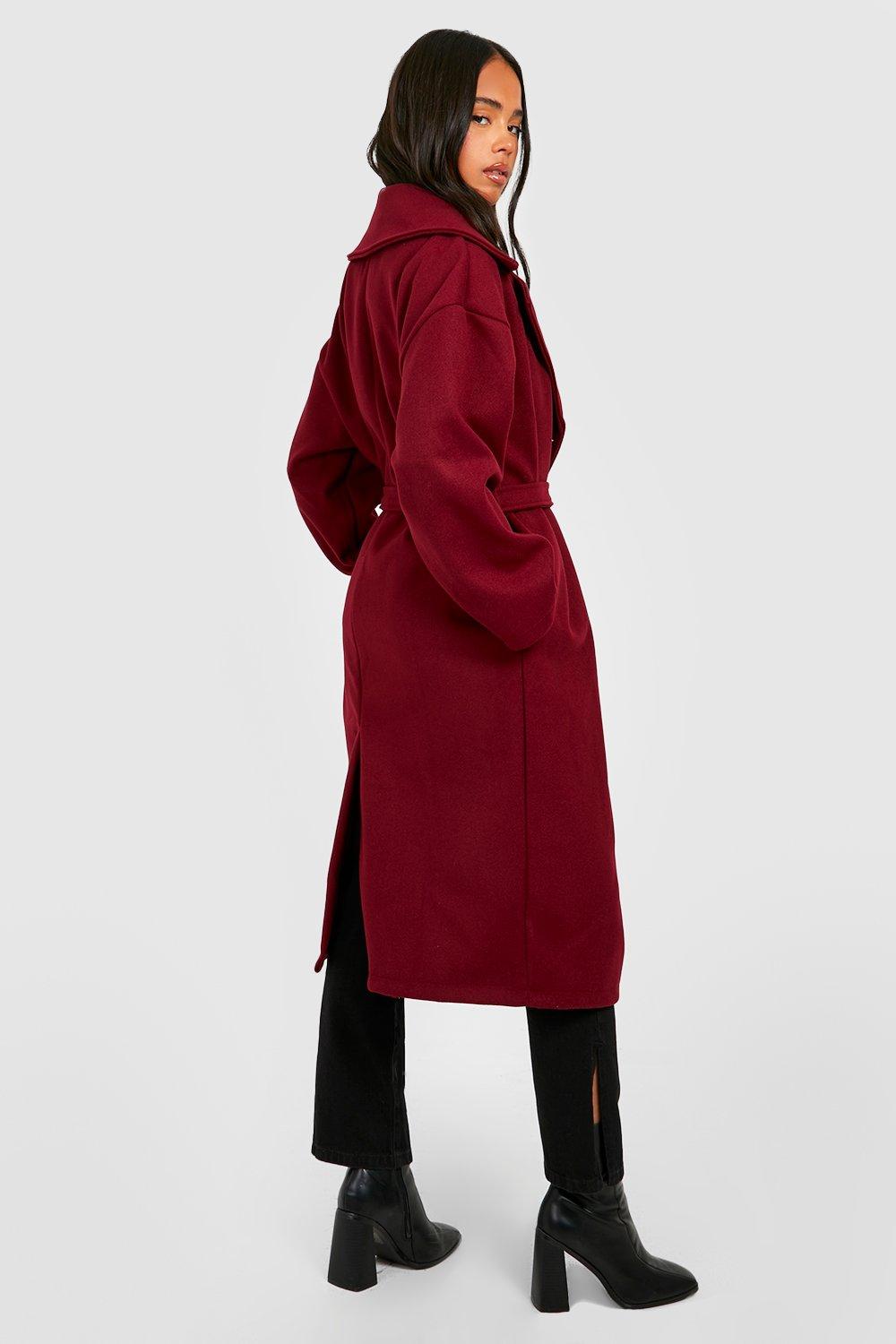 Berry belted outlet coat