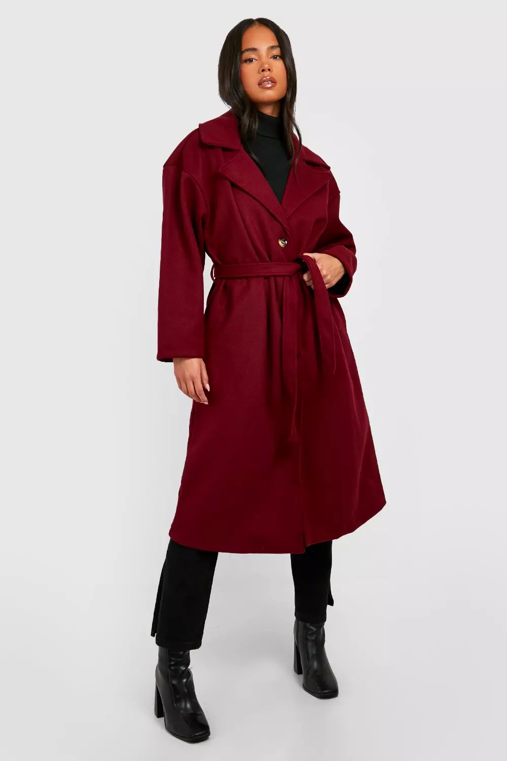 Berry belted coat clearance