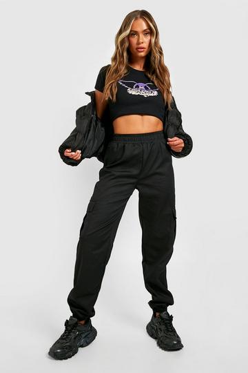 Petite High Waisted Cargo Pocket Joggers black