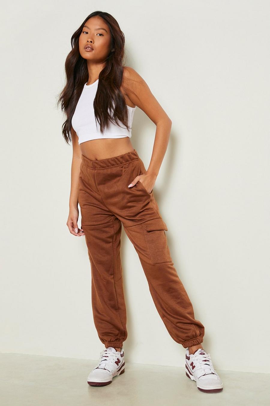 Chocolate brown Petite Cargo Pocket Joggers image number 1