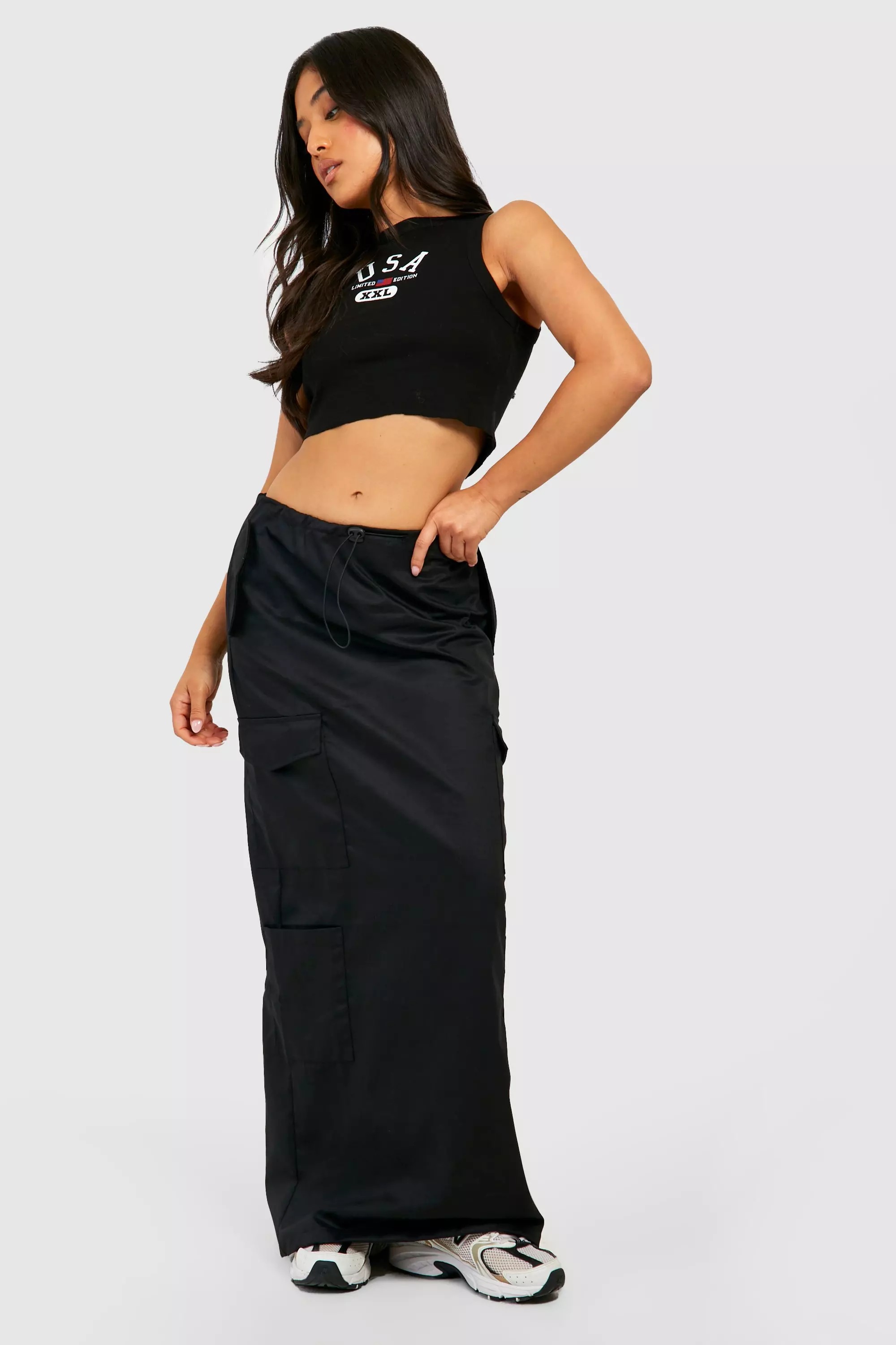 Black cord 2025 maxi skirt