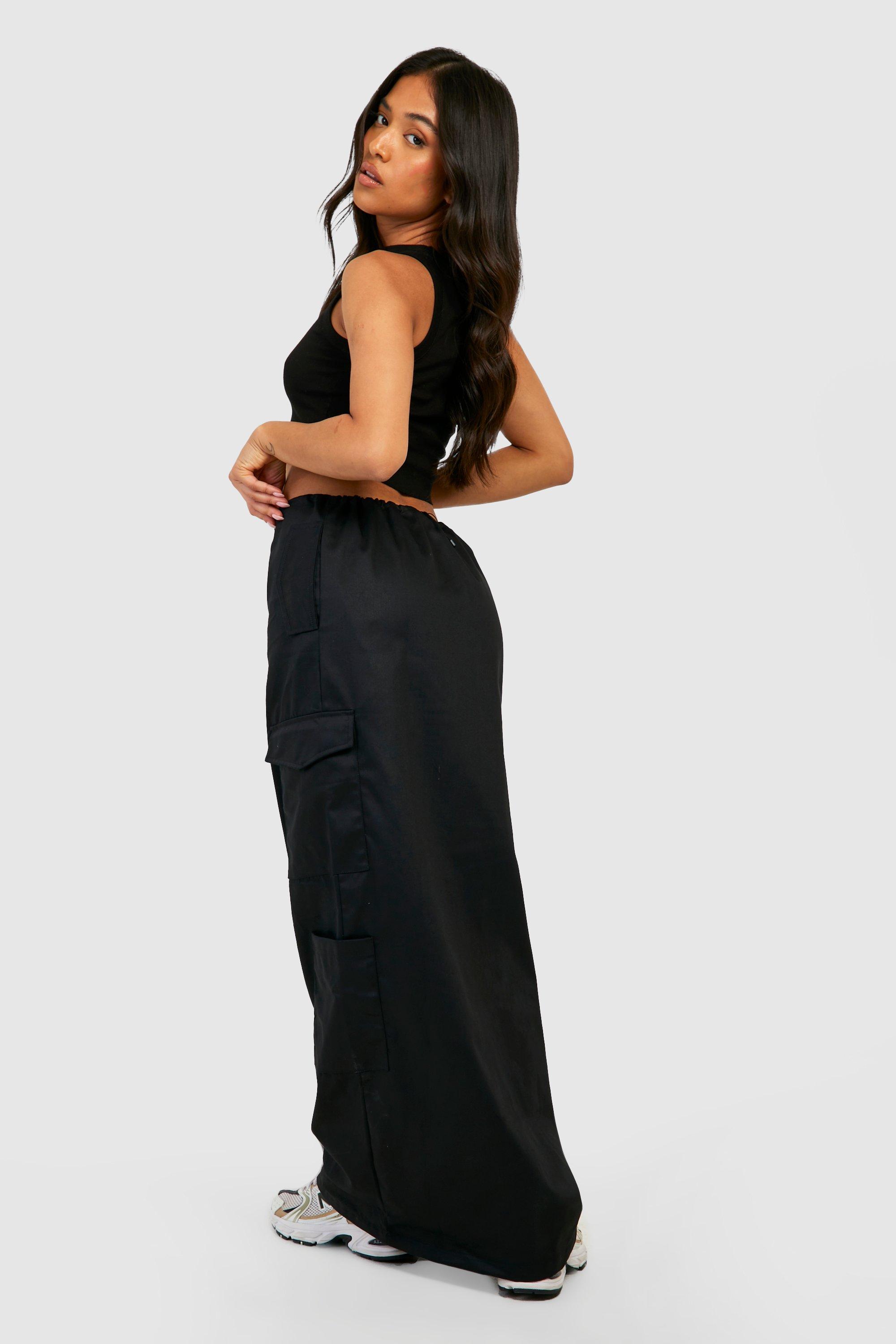 Petite Bungee Cord Cargo Maxi Skirt boohoo