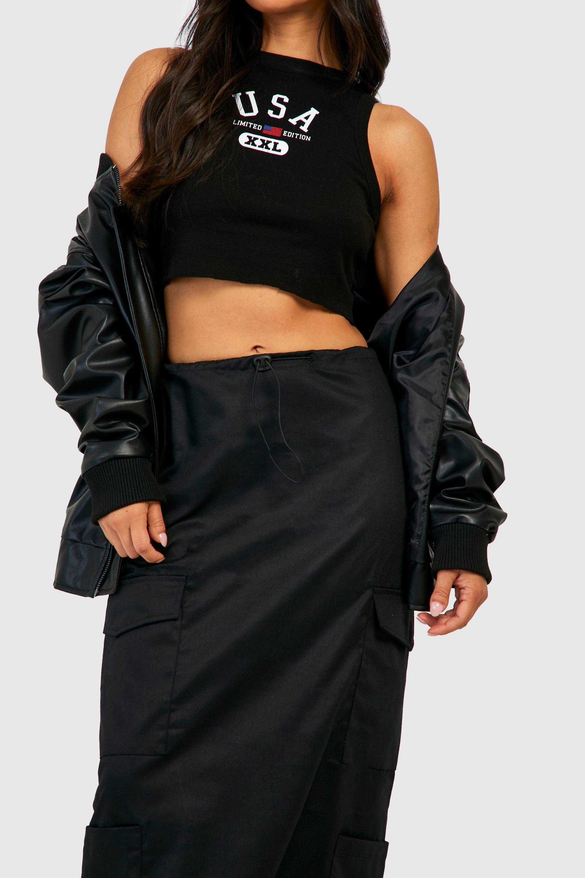 Black cord outlet maxi skirt