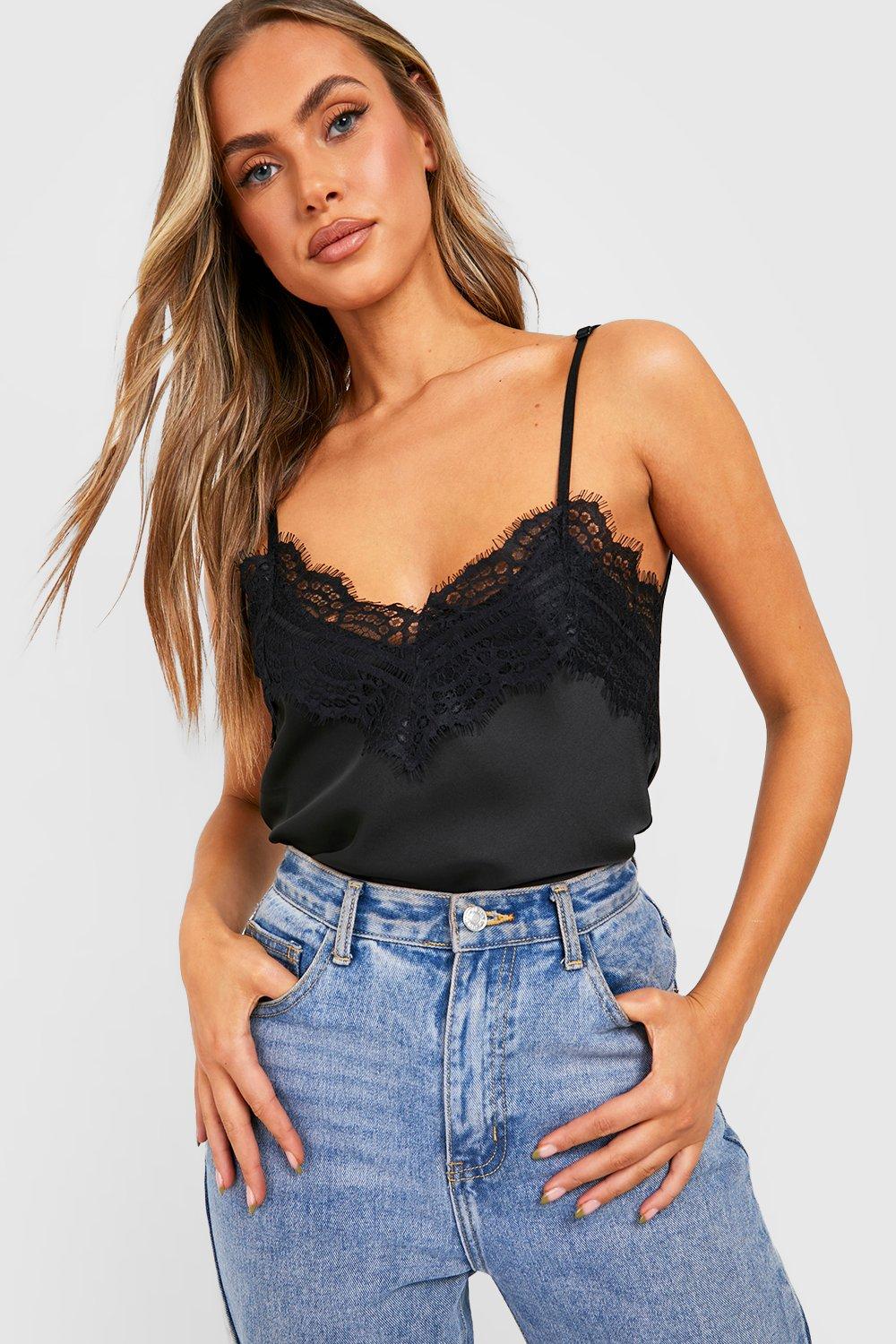 Satin best sale cami black