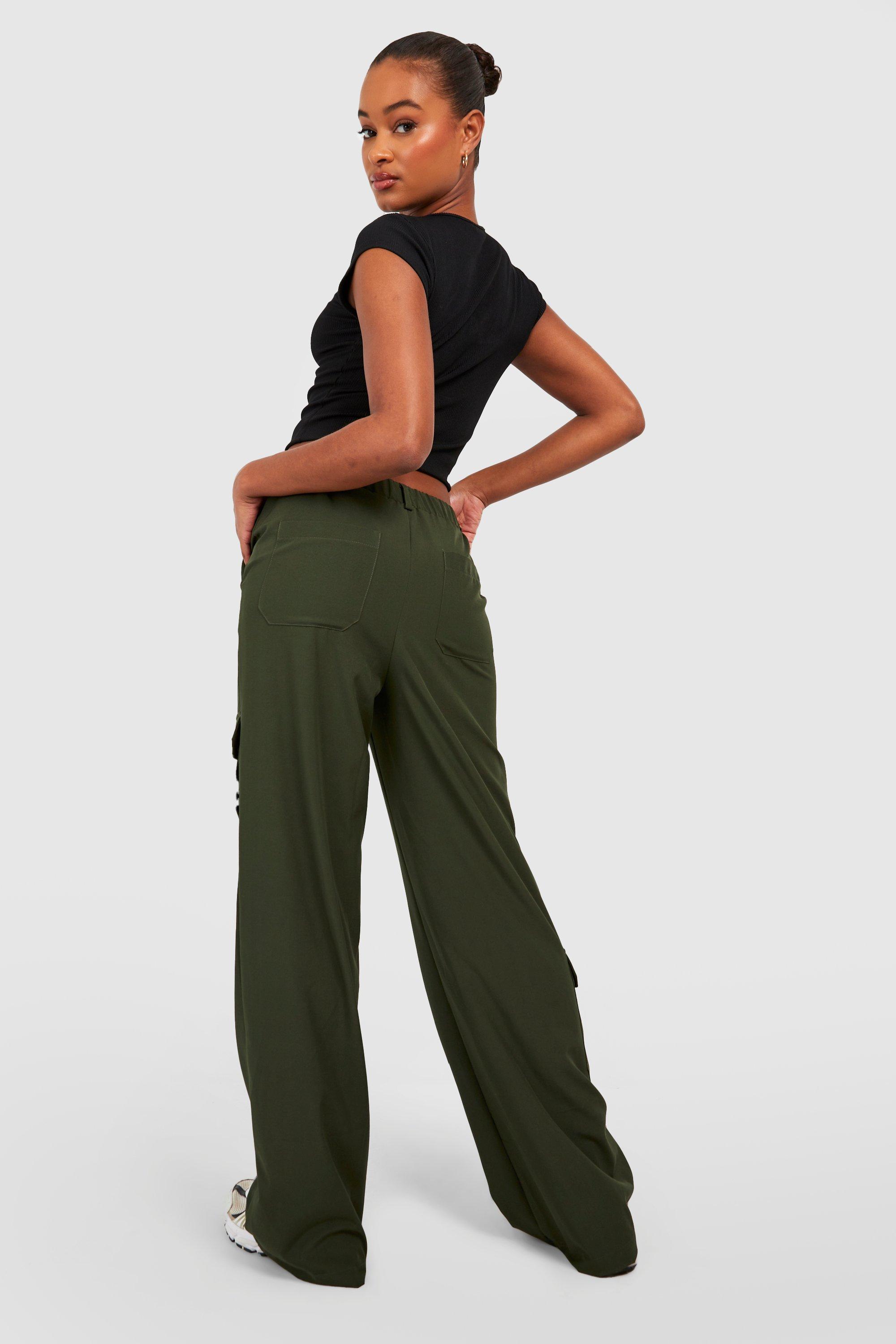 Women's Tall Pocket Detail High Waisted Wide Leg Cargo Trousers